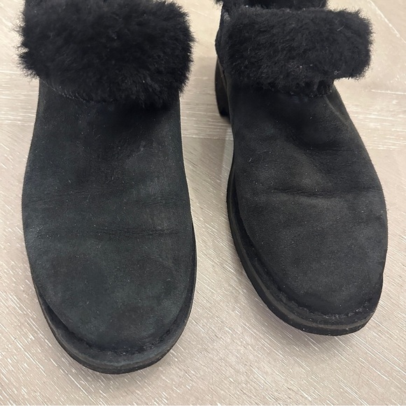 UGG Black Ankle Boots with Furry Pom-Pom - Picture 3 of 10